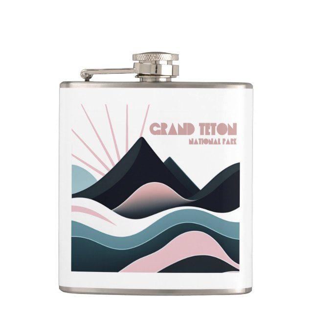 Grand Teton National Park Coloured Hills Hip Flask (Front)