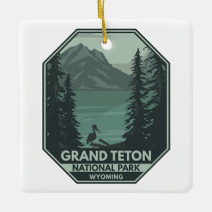 Grand Teton National Park Crane Vintage Ceramic Ornament