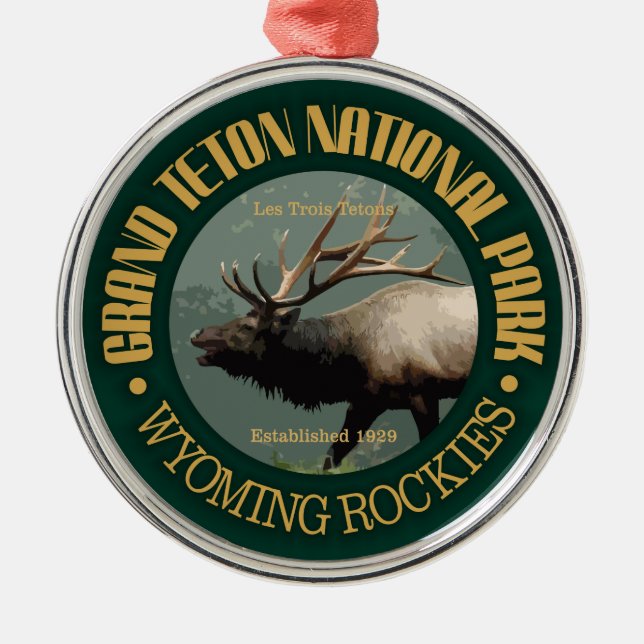 Grand Teton National Park (elk) Metal Tree Decoration (Front)