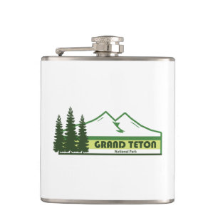 Grand Teton National Park Green Stripes Hip Flask
