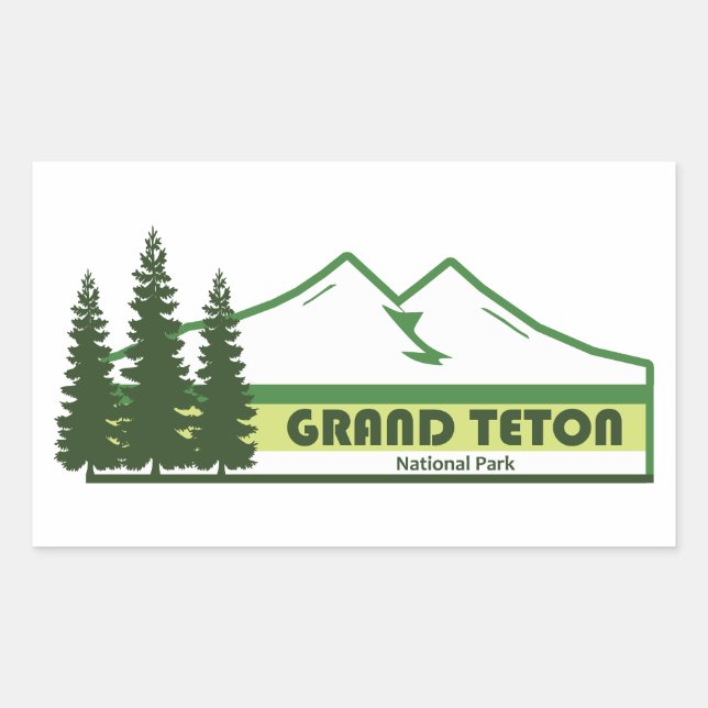 Grand Teton National Park Green Stripes Rectangular Sticker (Front)