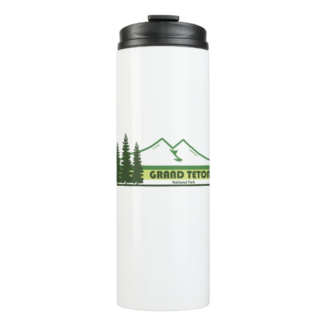 Grand Teton National Park Green Stripes Thermal Tumbler (Front)