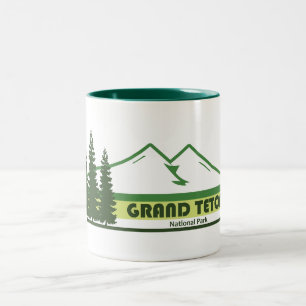 Grand Teton National Park Green Stripes Two-Tone Coffee Mug
