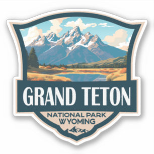 Grand Teton National Park Illustration Retro