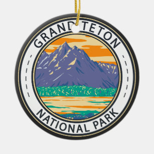 Grand Teton National Park In Spring Badge Ceramic Tree Decoration