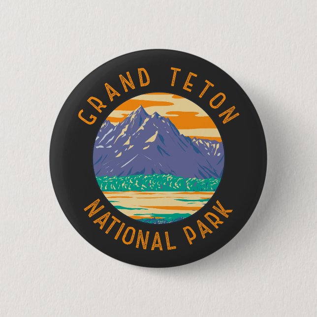 Grand Teton National Park In Spring Distressed 6 Cm Round Badge (Front)