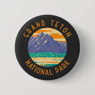 Grand Teton National Park In Spring Distressed 6 Cm Round Badge