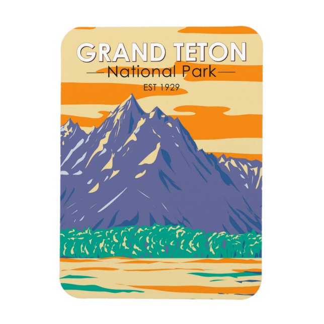 Grand Teton National Park In Spring Vintage Magnet (Vertical)