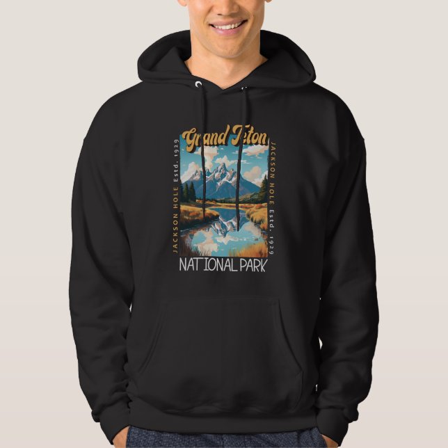 Grand Teton National Park Jackson Hole Distressed Hoodie (Front)