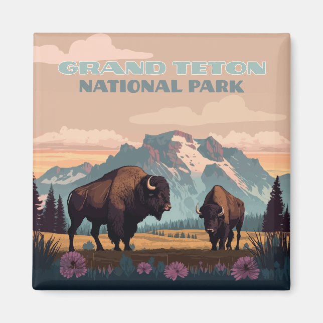 Grand Teton National Park Jackson Wyoming Mountain Magnet (Front)