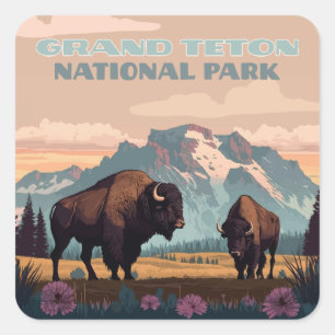 Grand Teton National Park Jackson Wyoming Mountain Square Sticker