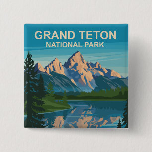 Grand Teton National Park Landscape Travel Art 15 Cm Square Badge
