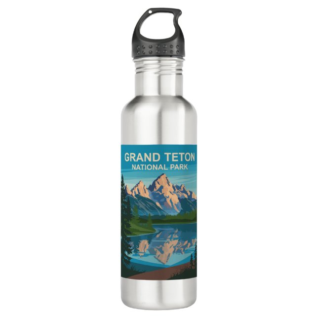 Grand Teton National Park Landscape Travel Art 710 Ml Water Bottle (Front)