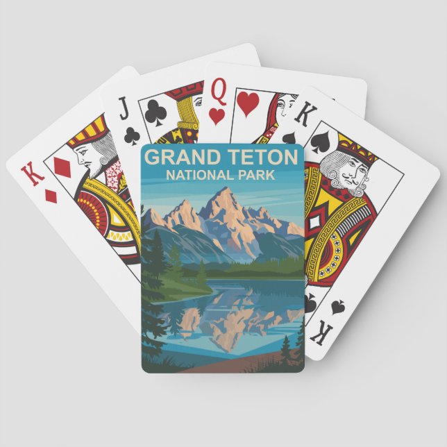 Grand Teton National Park Landscape Travel Art Playing Cards (Back)
