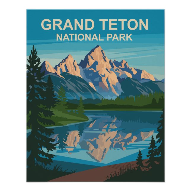 Grand Teton National Park Landscape Travel Art Poster (Front)
