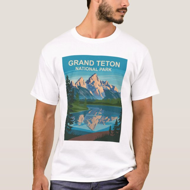 Grand Teton National Park Landscape Travel Art T-Shirt (Front)