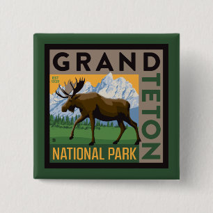 Grand Teton National Park Moose 15 Cm Square Badge