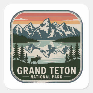Grand Teton National Park Moose Badge Square Sticker