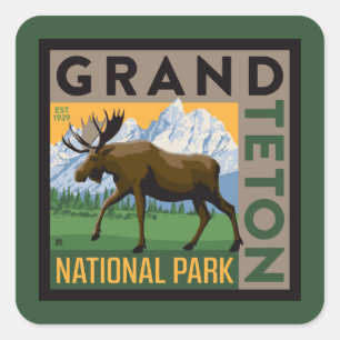 Grand Teton National Park Moose Square Sticker
