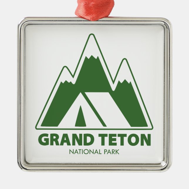 Grand Teton National Park Mountains Camping Metal Tree Decoration (Front)