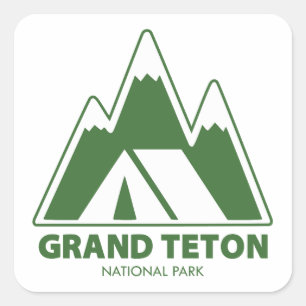 Grand Teton National Park Mountains Camping Square Sticker