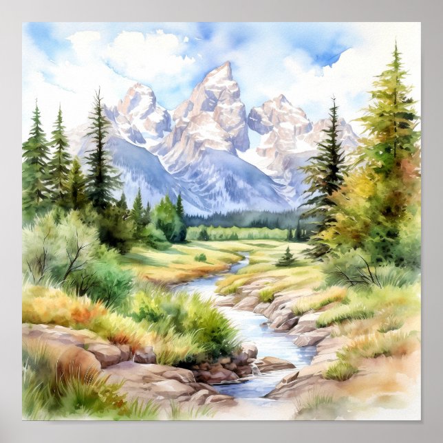 Grand Teton National Park Painting Poster (Front)