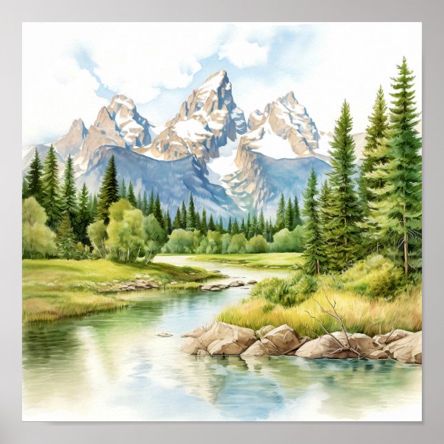 Grand Teton National Park Painting Print (Front)