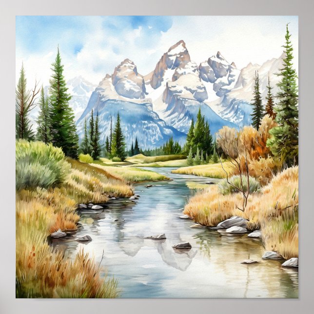 Grand Teton National Park Painting Print (Front)