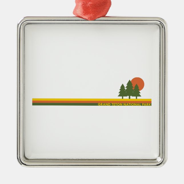 Grand Teton National Park Pine Trees Sun Metal Tree Decoration (Front)