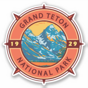 Grand Teton National Park Retro Compass Emblem