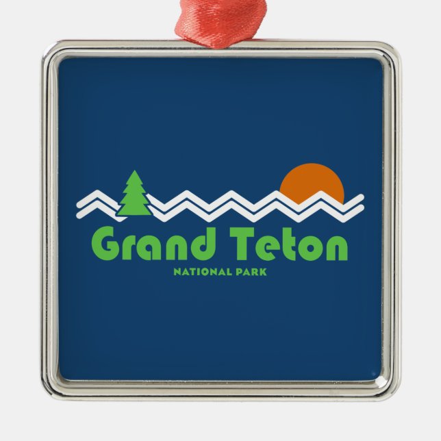 Grand Teton National Park Retro Metal Tree Decoration (Front)