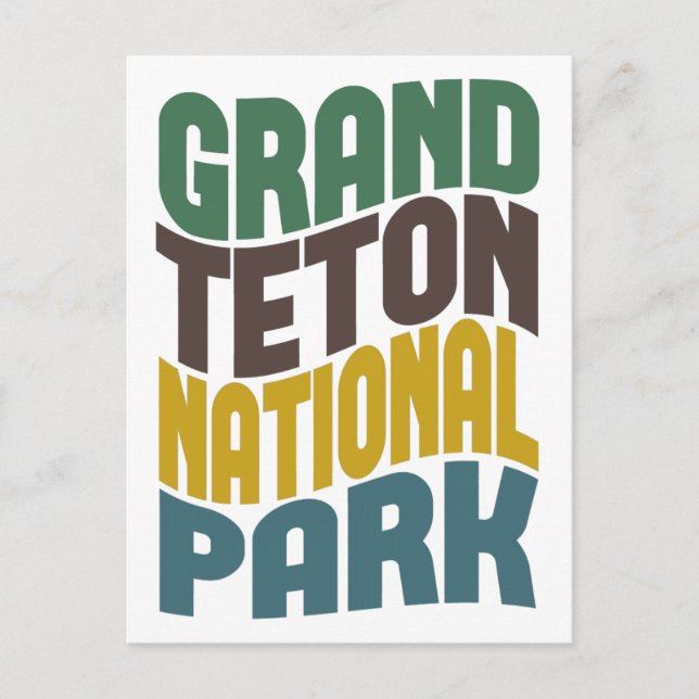 Grand Teton National Park Retro Wave Postcard (Front)