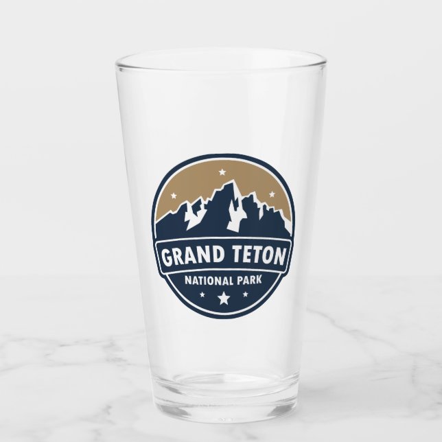 Grand Teton National Park Round Emblem Glass (Front)