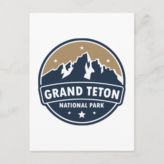 Grand Teton National Park Round Emblem Postcard (Front)