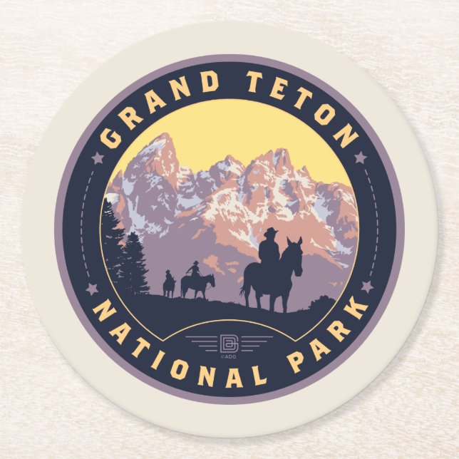 Grand Teton National Park Round Paper Coaster (Front)