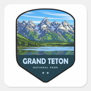 Grand Teton National Park Shield Square Sticker