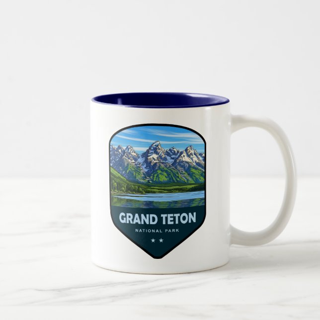 Grand Teton National Park Shield Two-Tone Coffee Mug (Right)
