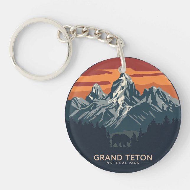 Grand Teton National Park Sunset Key Ring (Front)