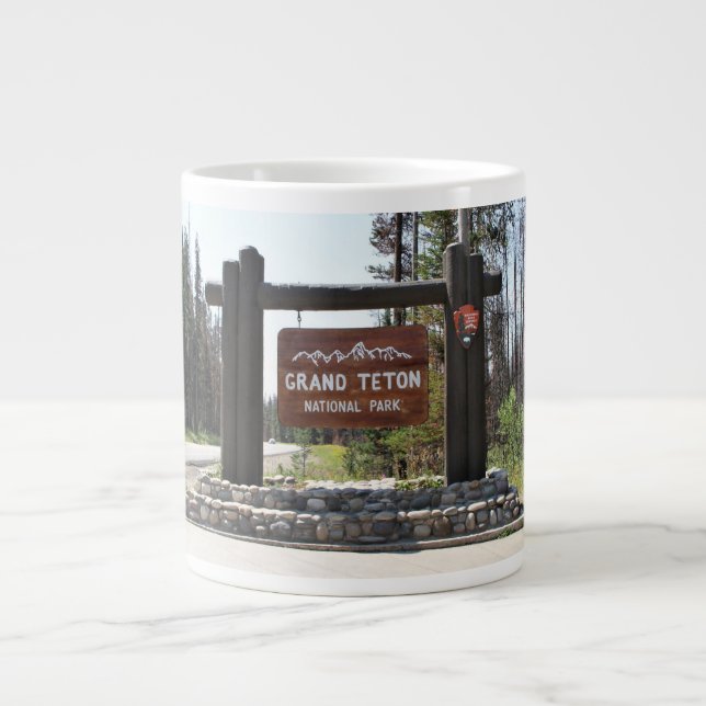 Grand Teton National Park, US National Park, Sign Large Coffee Mug (Front)