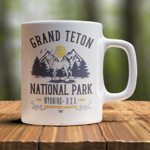 Grand Teton National Park Vintage Landscape Coffee Mug