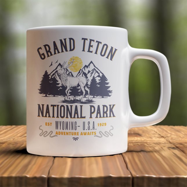 Grand Teton National Park Vintage Landscape Coffee Mug (Creator Uploaded)