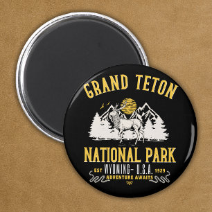 Grand Teton National Park Vintage Landscape Magnet