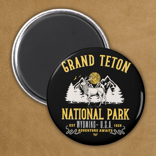 Grand Teton National Park Vintage Landscape Magnet (Creator Uploaded)