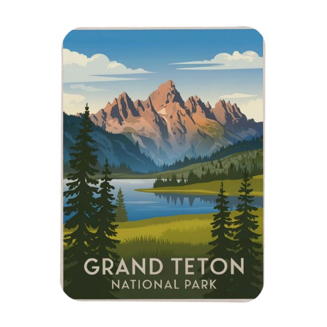 Grand Teton National Park Vintage Magnet (Vertical)