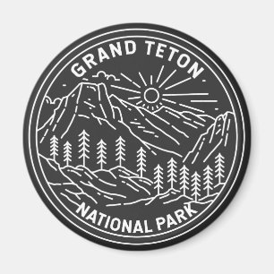Grand Teton National Park Vintage Monoline  Magnet