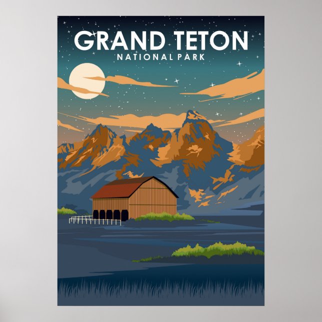 Grand Teton National Park Vintage Travel Poster (Front)