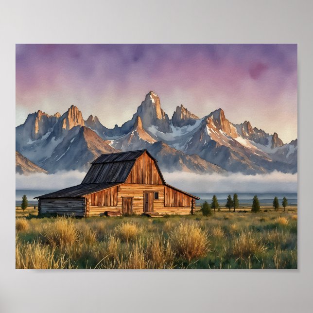 Grand Teton National Park Watercolor Art Print (Front)