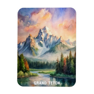 Grand Teton National Park Watercolor Painting Magnet