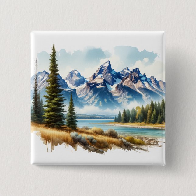 Grand Teton National Park Wyoming 15 Cm Square Badge (Front)
