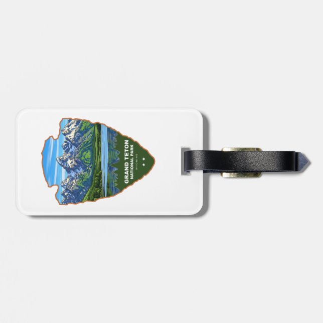 Grand Teton National Park Wyoming Arrowhead Luggage Tag (Back Horizontal)